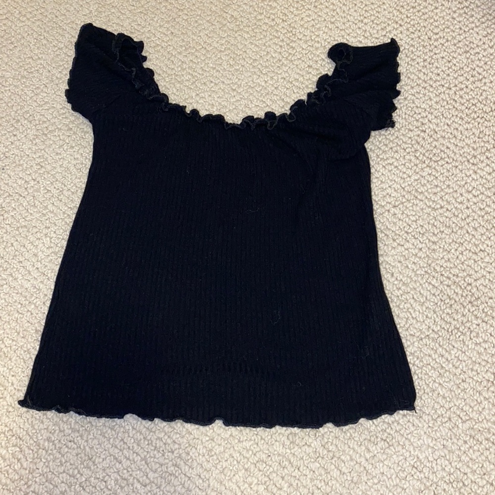 Cropped off the shoulder black top